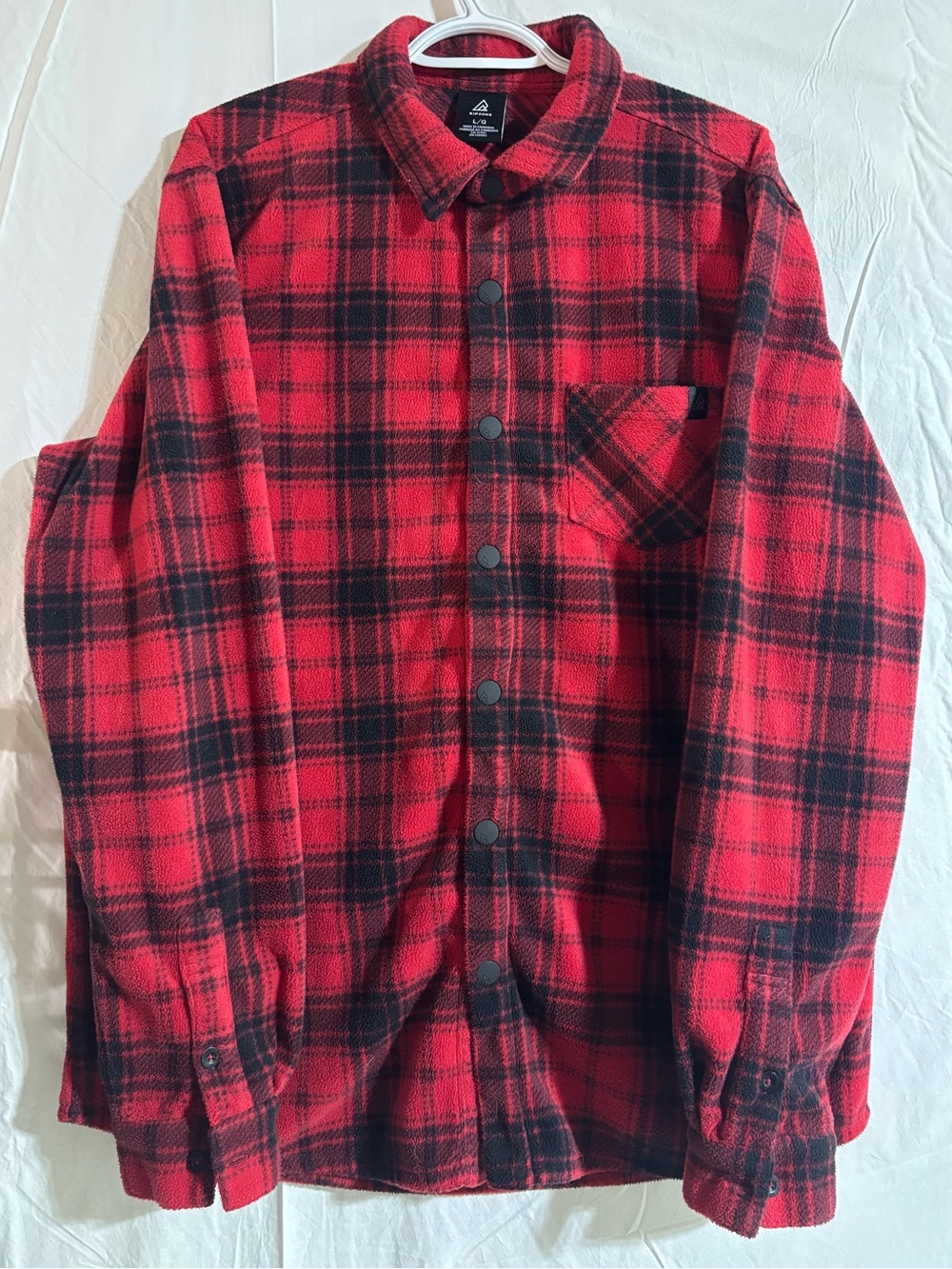Ripzone Mens Red and Black Plaid Flannel Shirt Jacket